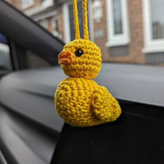 Crochet Rubber Duck Car Charm | Duck Rearview Mirror Hanger