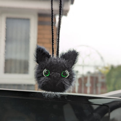 Crochet Black Cat Car Charm | Handmade Cat Lover Gift