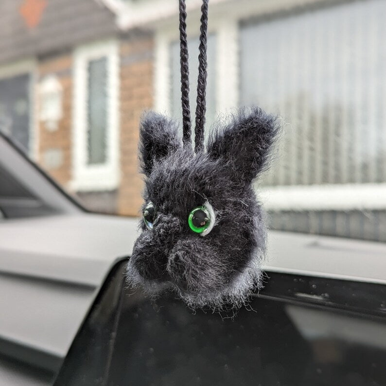 Crochet Black Cat Car Charm | Handmade Cat Lover Gift