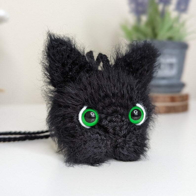 Crochet Black Cat Car Charm | Handmade Cat Lover Gift