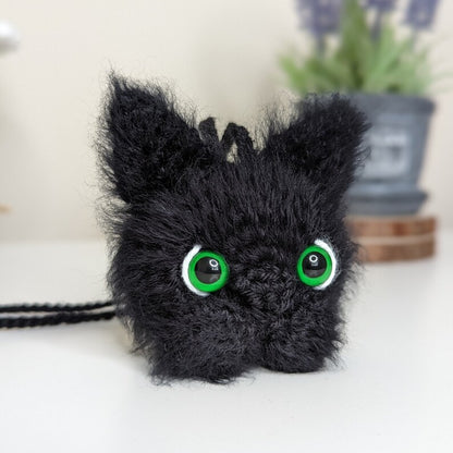 Crochet Black Cat Car Charm | Handmade Cat Lover Gift