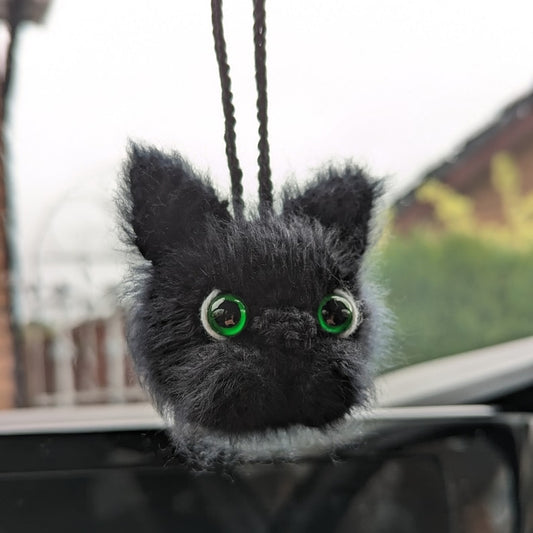 Crochet Black Cat Car Charm | Handmade Cat Lover Gift