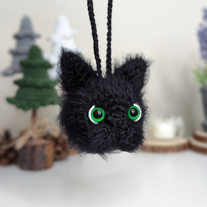 Crochet Black Cat Car Charm | Handmade Cat Lover Gift