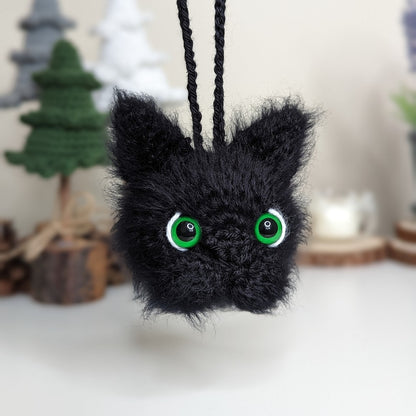 Crochet Black Cat Car Charm | Handmade Cat Lover Gift