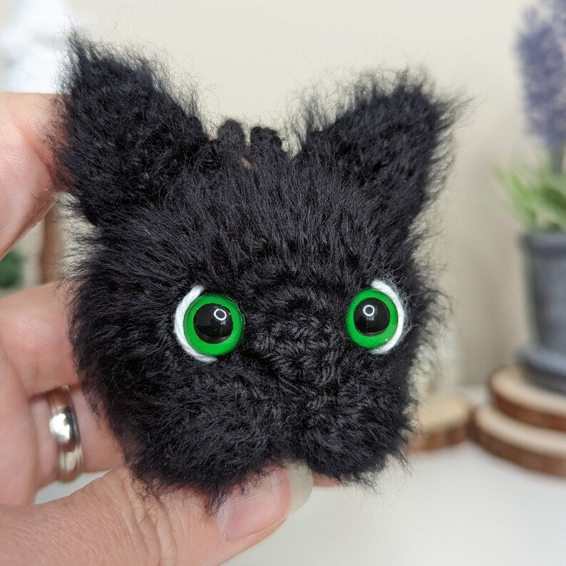 Crochet Black Cat Car Charm | Handmade Cat Lover Gift