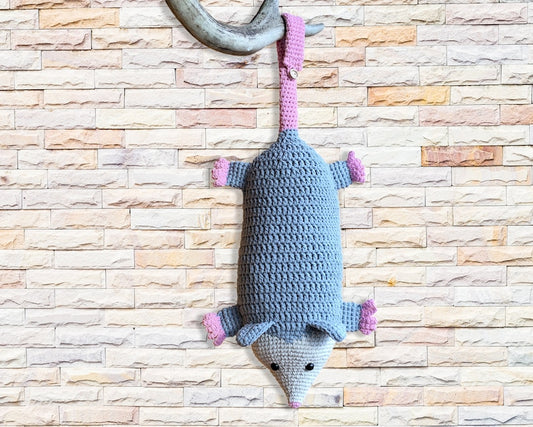 Possum Christmas Stocking Funny Crochet Possum Bag Holder, Opossum Christmas Decor, Cute Possum Gift Grey Stocking, Best Gift Possum Purse