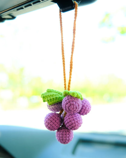 Crochet Grape Car Charm: Handmade Rear View Mirror Ornament