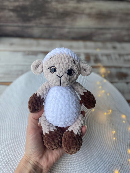 Crochet Lamb Plush, Handmade Sheep Decor, Farmhouse Crochet Animal, Rustic Farm Decor, Spring Keepsake, Sheep Lover Gift