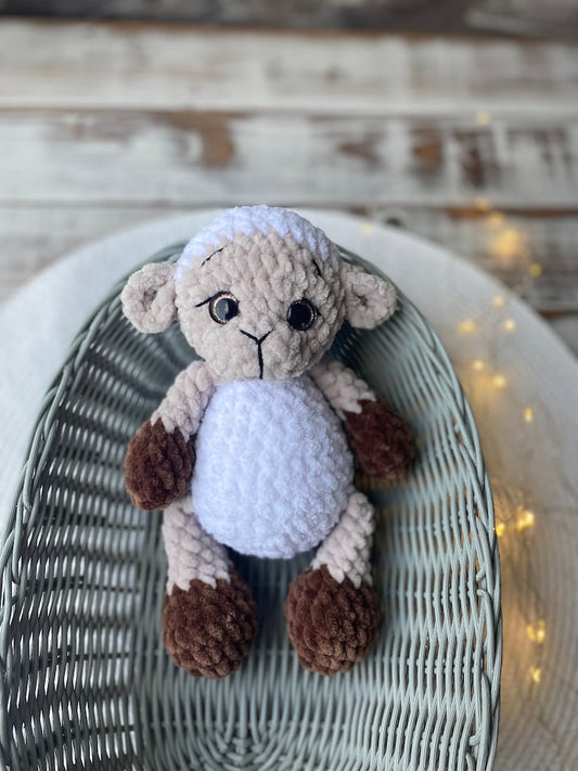 Crochet Lamb Plush, Handmade Sheep Decor, Farmhouse Crochet Animal, Rustic Farm Decor, Spring Keepsake, Sheep Lover Gift