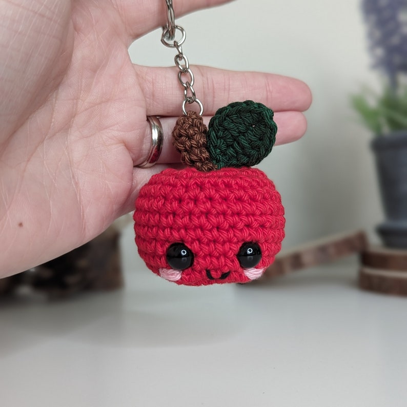 Crochet Apple Keyring | Handmade Teacher Gift Charm