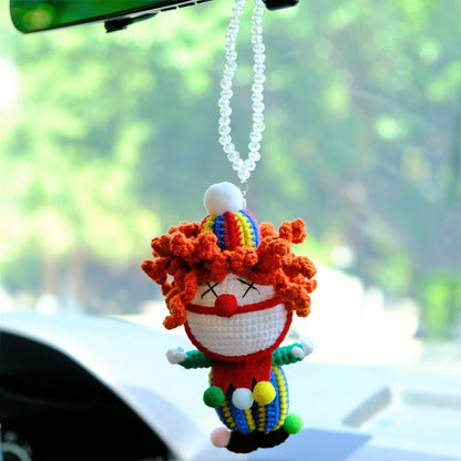 Crochet Carnival Clown Car Mirror Hanging, Halloween Car Rearview Ornament, Cute Car Hanging Accessories, Car Rear View Mirror Accessories