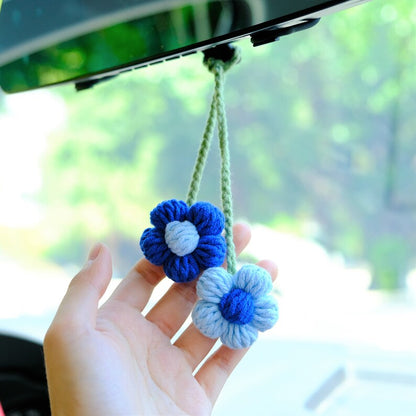 Crochet Flower Car Mirror Hanging Accessories, Rainbow Daisy Car Rear View Mirror Accessory, Cute Car Interior Accessory for Women