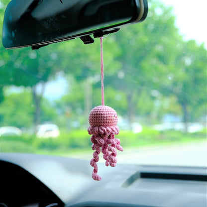 Crochet Octopus Rearview Mirror Charm, Car Mirror Hanging Accessories, Cute Jellyfish Car Interior Accessories for Women/Teens/Men