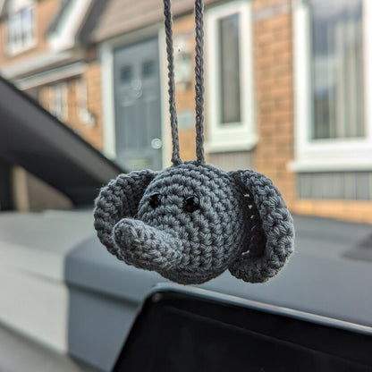 Crochet Elephant Car Charm | Elephant Rearview Mirror Hanger