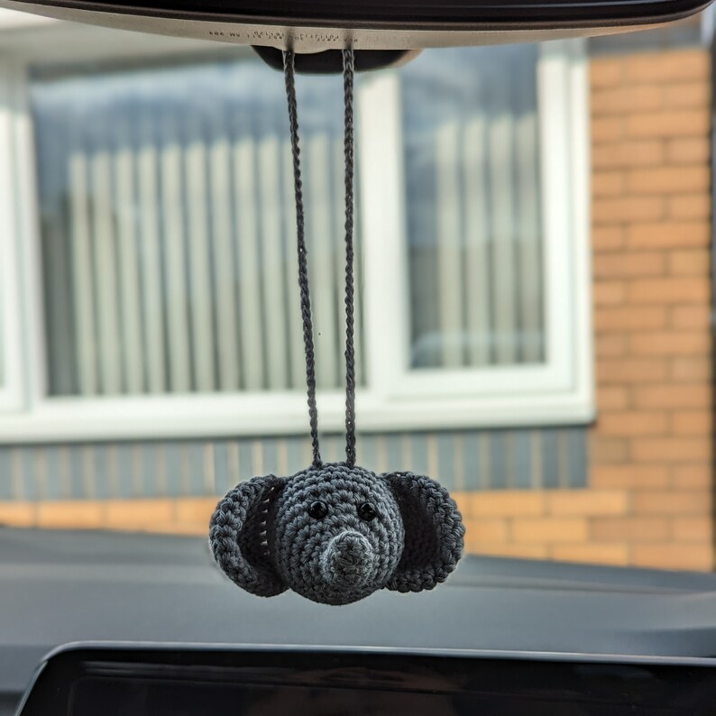 Crochet Elephant Car Charm | Elephant Rearview Mirror Hanger