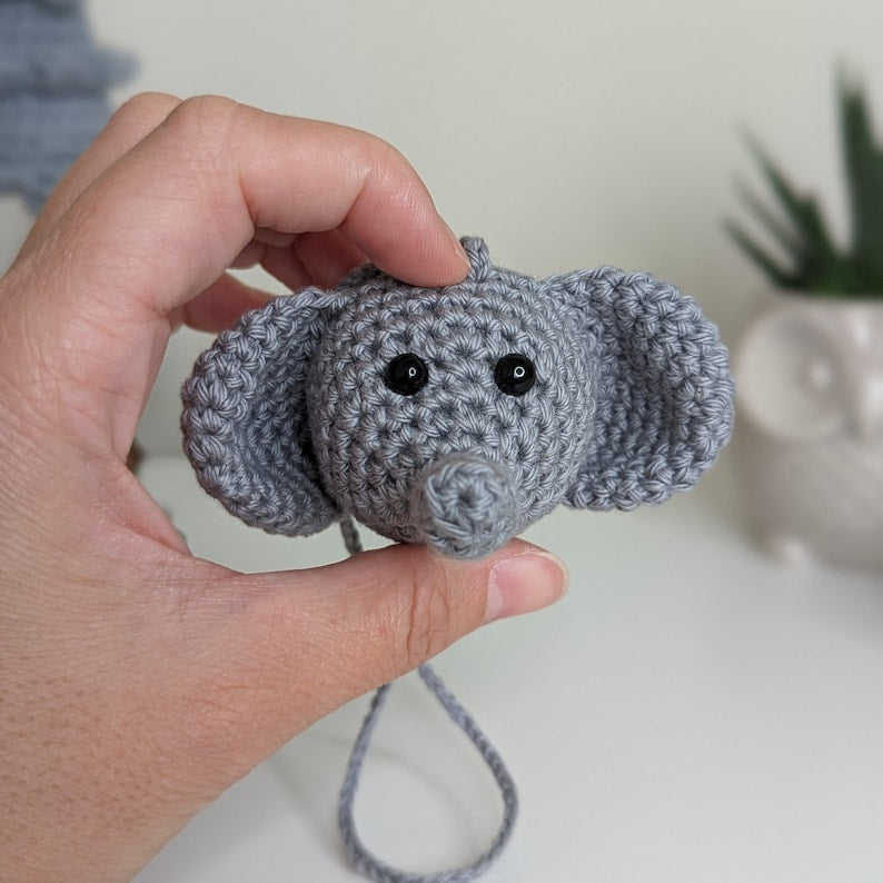Crochet Elephant Car Charm | Elephant Rearview Mirror Hanger