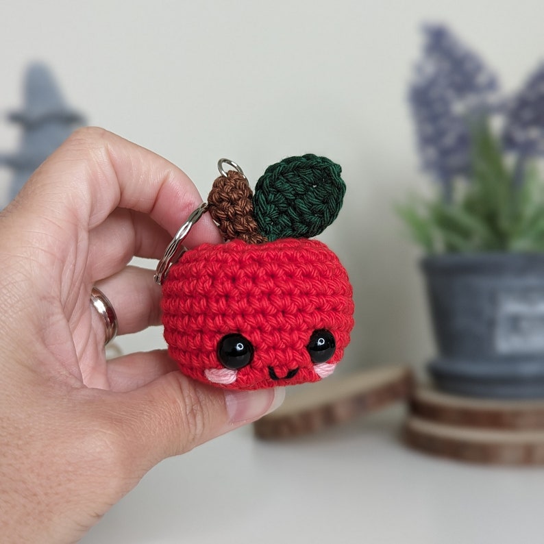 Crochet Apple Keyring | Handmade Teacher Gift Charm