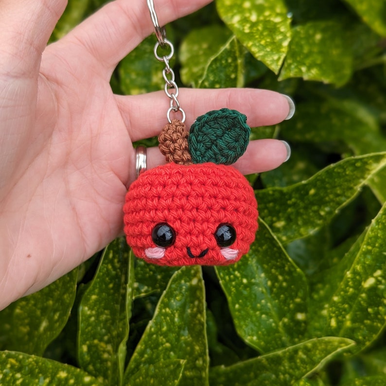 Crochet Apple Keyring | Handmade Teacher Gift Charm