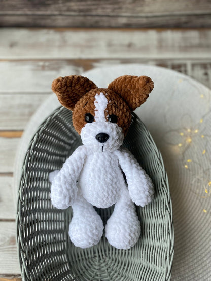 Jack Russell Terrier Amigurumi Figure, Handmade Crochet Dog Decor, Dog Collectible, Jack Russell Gift, Animal Figurine