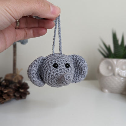 Crochet Elephant Car Charm | Elephant Rearview Mirror Hanger