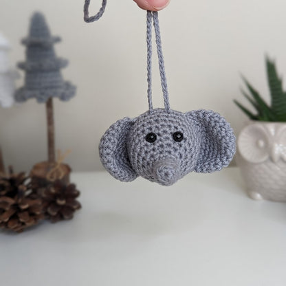 Crochet Elephant Car Charm | Elephant Rearview Mirror Hanger