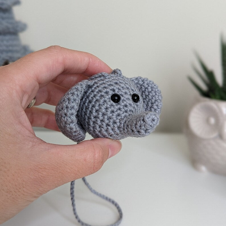 Crochet Elephant Car Charm | Elephant Rearview Mirror Hanger