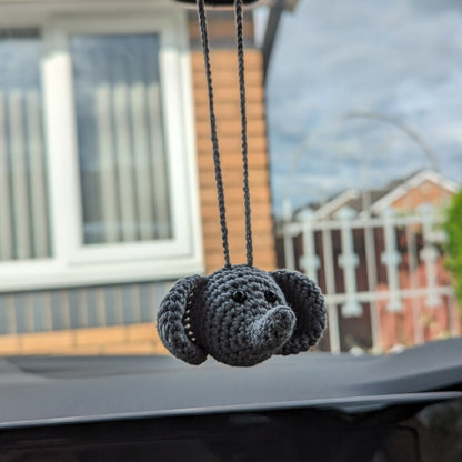 Crochet Elephant Car Charm | Elephant Rearview Mirror Hanger