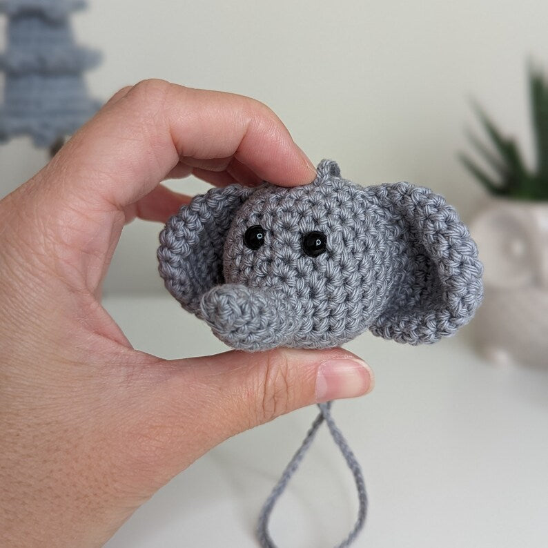 Crochet Elephant Car Charm | Elephant Rearview Mirror Hanger