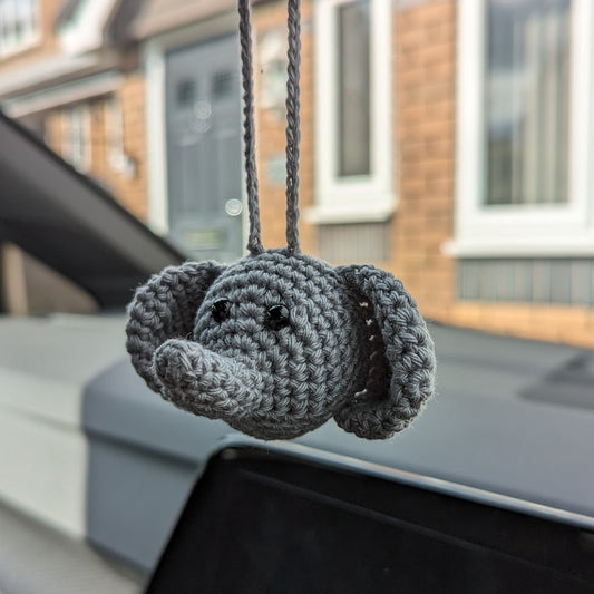 Crochet Elephant Car Charm | Elephant Rearview Mirror Hanger