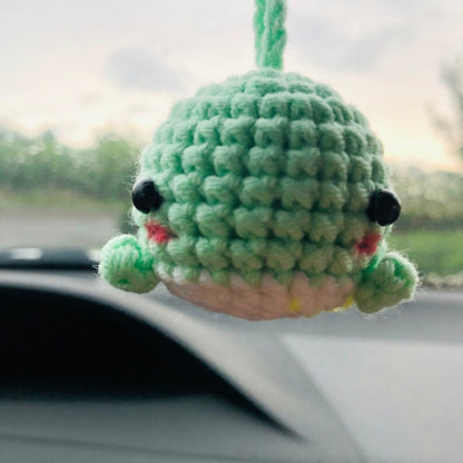 Cute whale Car Mirror Hanging Interior Rear View Mirror Animal Flower Car Accessories Crochet Toy for Women