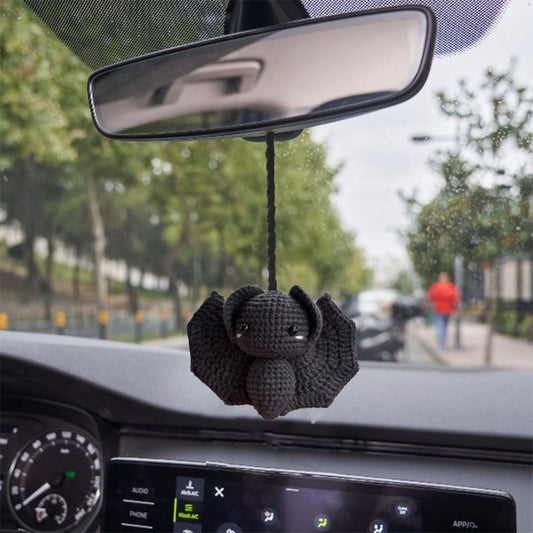 Crochet Bat Car Charm: Halloween Rearview Mirror Decoration