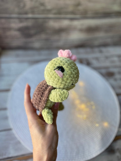 Crochet Sea Turtle Plush, Handmade Amigurumi Turtle, Ocean Animal Gift, Turtle Lover Gift, Cute Marine Plush, Beach Decor