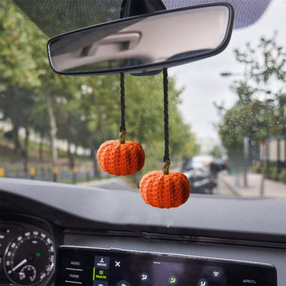 Crochet Pumpkin Car Mirror Hanger: Halloween Car Charm