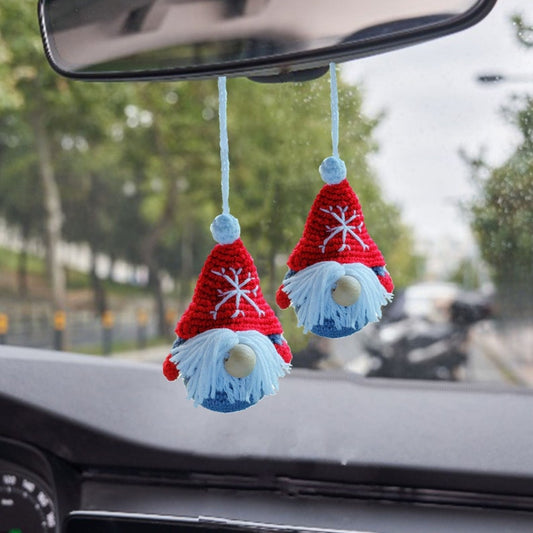 Crochet Christmas Gnome Car Accessory: Gingerbread Rearview Mirror Ornament