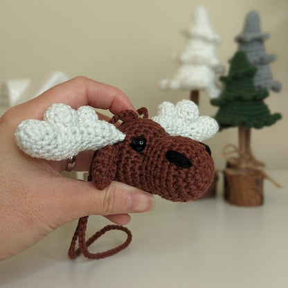 Crochet Moose Car Charm | Moose Rearview Mirror Hanger