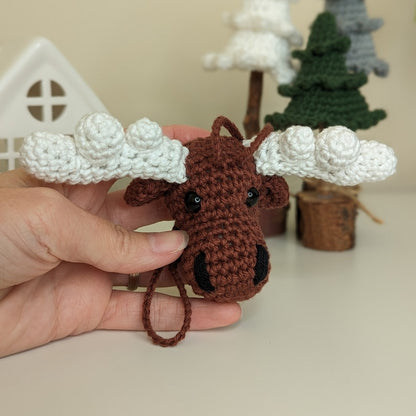 Crochet Moose Car Charm | Moose Rearview Mirror Hanger