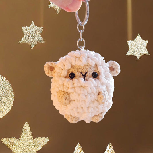 Cute Plush Keychain Sheep Keyring, Pom Pom Sheep Toy Plush, Lamb Easter Figurine Sheep Ornament, Chubby Sheep Desk Accessory, Sheep Keychain