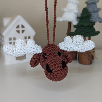 Crochet Moose Car Charm | Moose Rearview Mirror Hanger