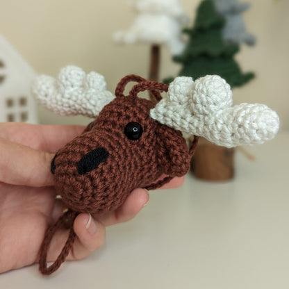 Crochet Moose Car Charm | Moose Rearview Mirror Hanger