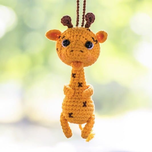 Crochet Giraffe Car Accessory, Handmade Rear View Mirror Charm