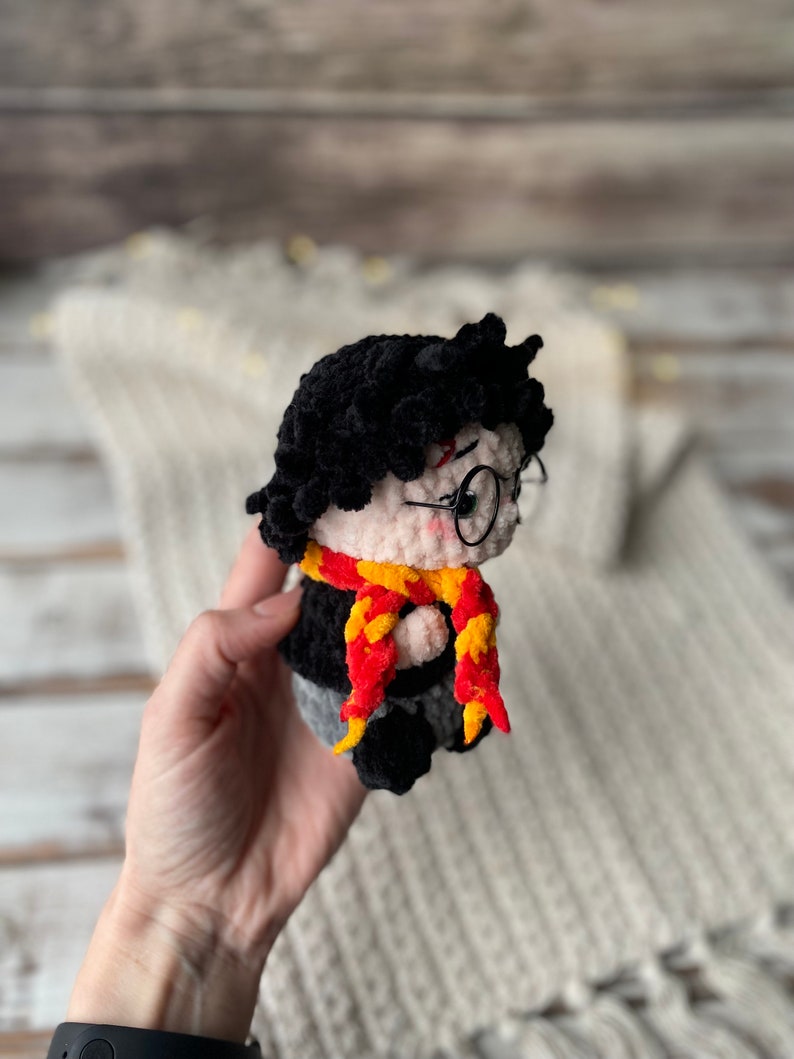 Harry Wizard with Owl Crochet Decor Keepsake, Magical Shelf Decoration, Christmas Gift