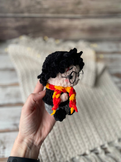 Harry Wizard with Owl Crochet Decor Keepsake, Magical Shelf Decoration, Christmas Gift