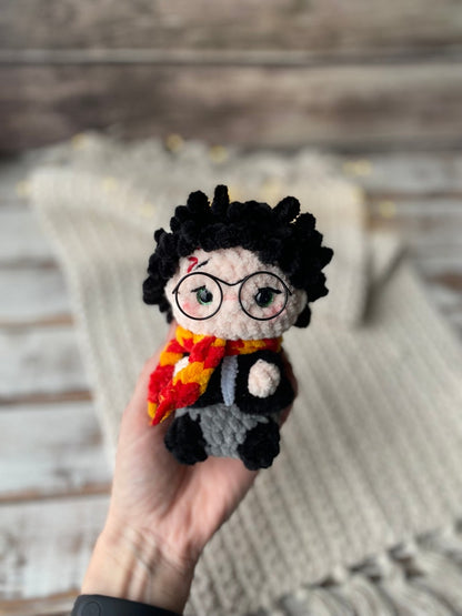 Harry Wizard with Owl Crochet Decor Keepsake, Magical Shelf Decoration, Christmas Gift