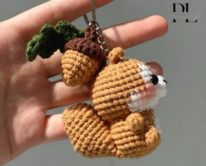 Crochet Squirrel With Acorn Keychain, Amigurumi Squirrel, Baby Squirrel Plush Toy Keychain, Squirrel Stuffed Animal, Squirrel Cute Gifts