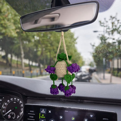 Crochet Lily of The Valley Car Hanging, Car Mirror Accessory