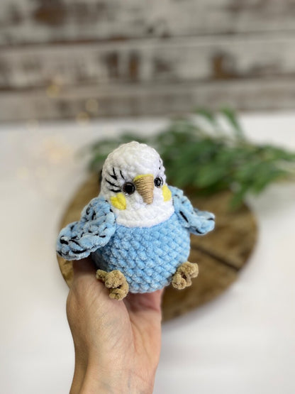 Budgie Plush, Parakeet Amigurumi, Handmade Bird Plush, Stuffed Budgerigar Gift, Crochet Bird Decor