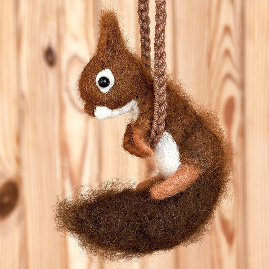 Needle Felted Red Squirrel Ornament Hanging Decor, Lifelike Mini Squirrel Figurine, Handmade Gift, Woodland Animals, Squirrel Gift