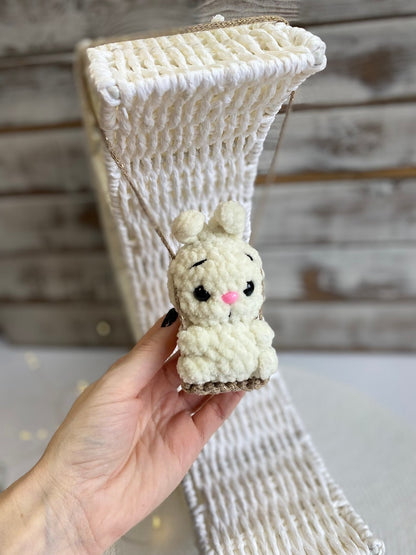 Car charms rear view mirror, crochet car mirror hanger cat duck panda bear bunny frog car decor accessory, First car gift