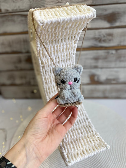 Car charms rear view mirror, crochet car mirror hanger cat duck panda bear bunny frog car decor accessory, First car gift