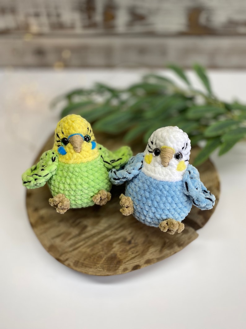 Budgie Plush, Parakeet Amigurumi, Handmade Bird Plush, Stuffed Budgerigar Gift, Crochet Bird Decor